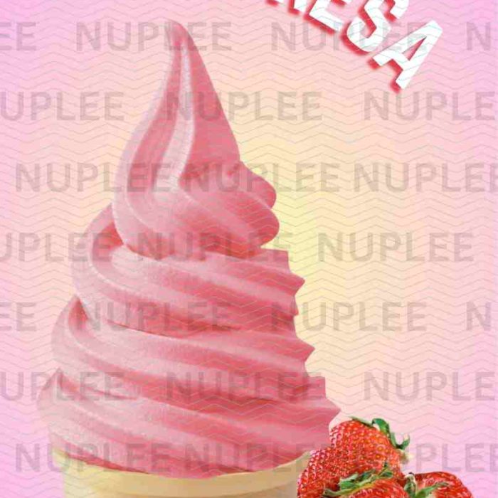 Anuncio  de Helado de Fresa Cremoso con Cono de Oblea